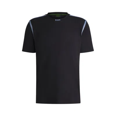 Hugo Boss Stretch-cotton T-shirt With Tape Trims In Blue