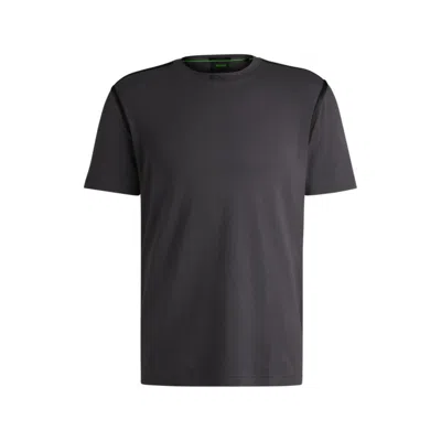 Hugo Boss Stretch-cotton T-shirt With Tape Trims In Grey
