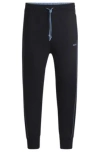 Hugo Boss Stretch-cotton Tracksuit Bottoms With Embossed Artwork In Dark Blue