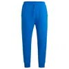 Hugo Boss Stretch-cotton Tracksuit Bottoms With Logo Print In Blue