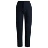 Hugo Boss Stretch-cotton Trousers With Drawcord Waist In Blue