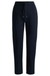 Hugo Boss Stretch-cotton Trousers With Drawcord Waist In Dark Blue