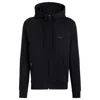 Hugo Boss Stretch-cotton Zip-up Hoodie With Logo Print In Black