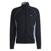 Hugo Boss Stretch-cotton Zip-up Sweatshirt With Piping And Branding In Blue