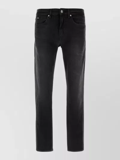Hugo Boss Stretch Denim Jeans Straight Leg Belt Loops In Black