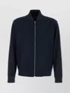 Hugo Boss Stretch Flannel Bomber Jacket With Ribbed Cuffs And Hem In Blue