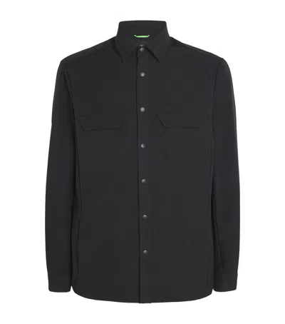 Hugo Boss Stretch Gabardine Water-repellent Overshirt In Brown