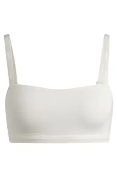 Hugo Boss Stretch-jersey Bralette With Branded Straps In White