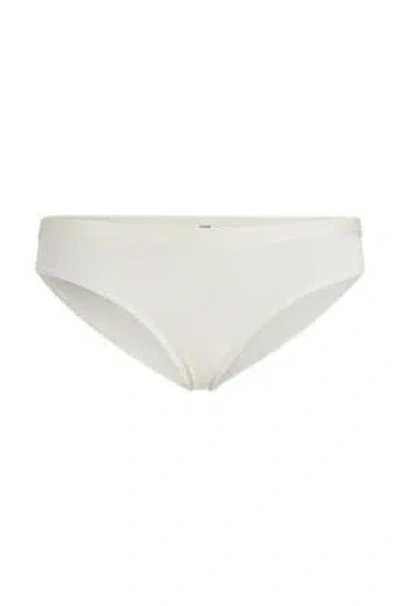 Hugo Boss Stretch-jersey Briefs With Logo Waistband In White