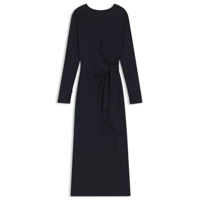Hugo Boss Stretch-jersey Dress With Knotted Waist Detail In Blue