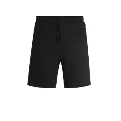 Hugo Boss Stretch-jersey Pajama Shorts With Embroidered Logo In Black