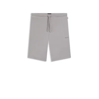 Hugo Boss Stretch-jersey Pajama Shorts With Embroidered Logo In Gray