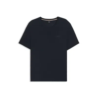 Hugo Boss Stretch-jersey Pajama T-shirt With Embroidered Logo In Blue