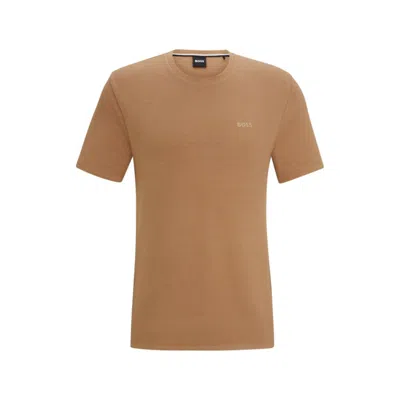Hugo Boss Stretch-jersey Pajama T-shirt With Embroidered Logo In Beige