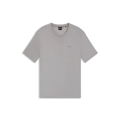 Hugo Boss Stretch-jersey Pajama T-shirt With Embroidered Logo In Gray