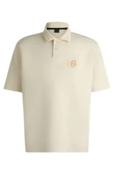 Hugo Boss Stretch-jersey Polo Shirt With Double Monogram In White