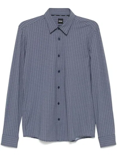 Hugo Boss Stretch-jersey Shirt In Blau