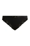 Hugo Boss Stretch-lace Briefs With Gold-tone Logo Trim In Black