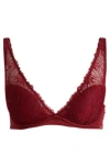 Hugo Boss Stretch-lace Underwired Bra With Logo Trim In Red
