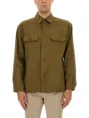 Hugo Boss Boss Stretch Linen And Viscose Shirt In Brown