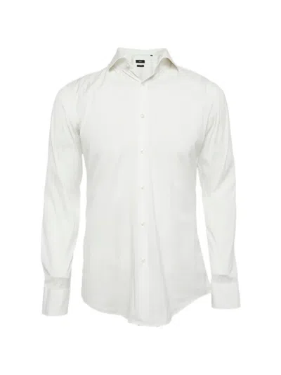 Pre-owned Hugo Boss Stretch Long-sleeve Shirt In White