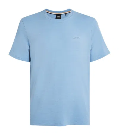 Hugo Boss Powder-blue Ribbed Lounge T-shirt In Baby Blue
