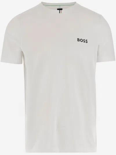 Hugo Boss Stretch Nylon T-shirt With Logo In White