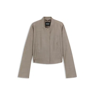Hugo Boss Stretch-wool Jacket With Sharkskin Weave In Gray