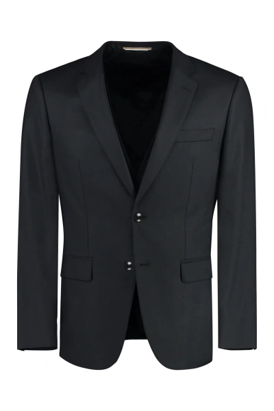 Hugo Boss Stretch Wool Three-pieces Suit In Black