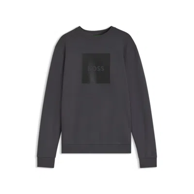 Hugo Boss Stretch-cotton Crewneck Sweatshirt In Grey