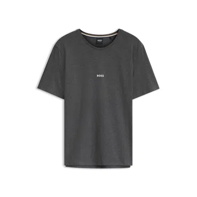 Hugo Boss Stretch-cotton Pajama Top With Signature-stripe Tape In Grey