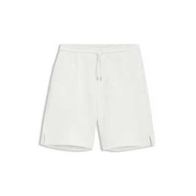 Hugo Boss Stretch-cotton Shorts With Creased Effect In White