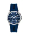 Hugo Boss Boss Strike Chronograph Silicone Strap Watch, 41mm In Blue