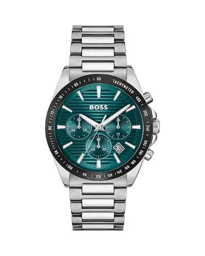 Hugo Boss Strike Chronograph, 41mm In Green/silver