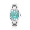Hugo Boss Strike Silver-tone Watch With Grooved Turquoise Dial In Metallic