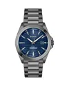 Hugo Boss Men's Strike Quartz Basic Calendar Ionic Plated Grey Steel Watch 41mm In Blue/gray