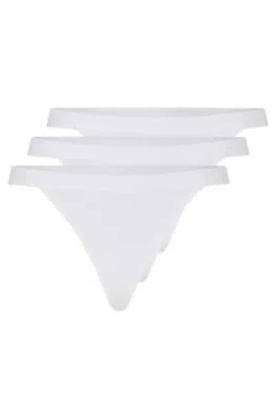 Hugo Boss String Briefs In Stretch Modal With Logo Waistband In White