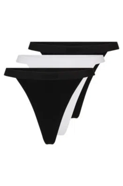 Hugo Boss String Briefs In Stretch Modal With Logo Waistband In White