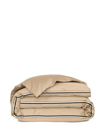 Hugo Boss Stripe-detail Bedding Set In Brown