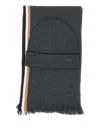 Hugo Boss Stripe-detail Hat Set In Gray