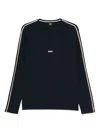 Hugo Boss Stretch-cotton Pajama Top With Tape Trims In Black