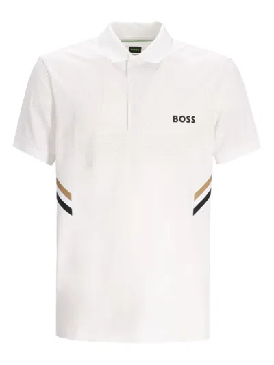 Hugo Boss Stripe-detail Polo Shirt In White