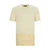 Hugo Boss Stripe-detail T-shirt In Cotton And Silk In Yellow