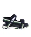 Hugo Boss Stripe-detail Touch-strap Sandals In Black
