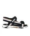 Hugo Boss Stripe-detail Touch-strap Sandals In Black