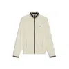 Hugo Boss Stripe-detail Zip-up Sweatshirt In A Cotton Blend In Neutral