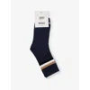 Hugo Boss White Striped And Brand-intarsia Pack Of Three Stretch Cotton-blend Socks 4-12 Years Eur 35 / 2.5 Uk In Black