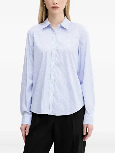 Hugo Boss Striped Button-down Shirt In Blue