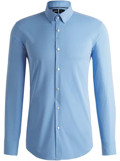 Hugo Boss Striped Button-up Shirt In Blue