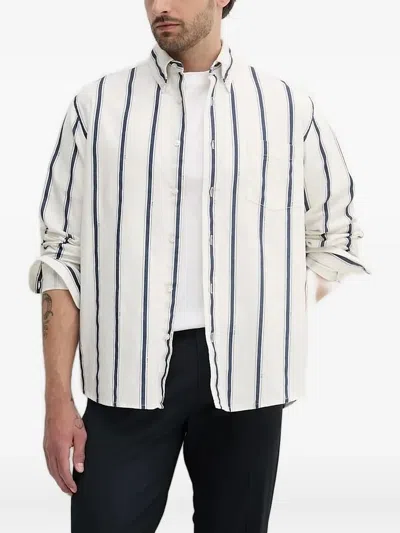 Hugo Boss Striped Chest-pocket Shirt In Black